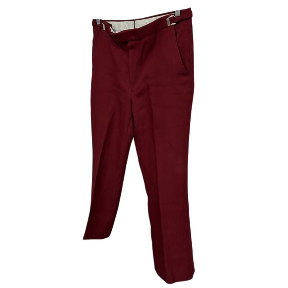 Vintage Burgundy Cropped Pants Adjustable Waist Tabs Made in USA - Picture 3 of 9